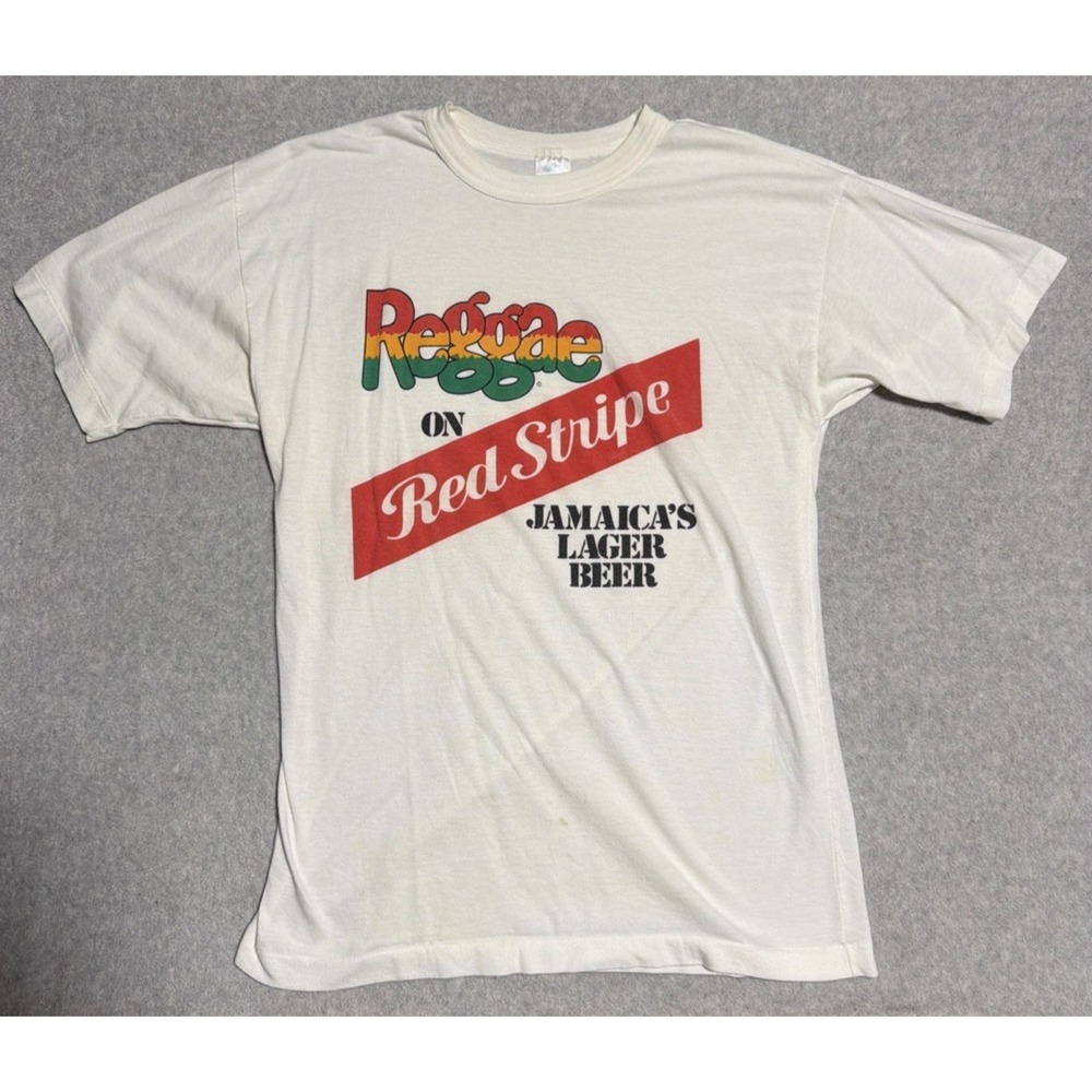 Vintage 1990s Red Stripe Reggae Jamaica Lager Beet T Shirt Size Small